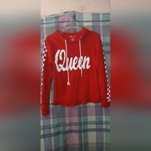 On Fire Red Hoodie with White Drawstrings